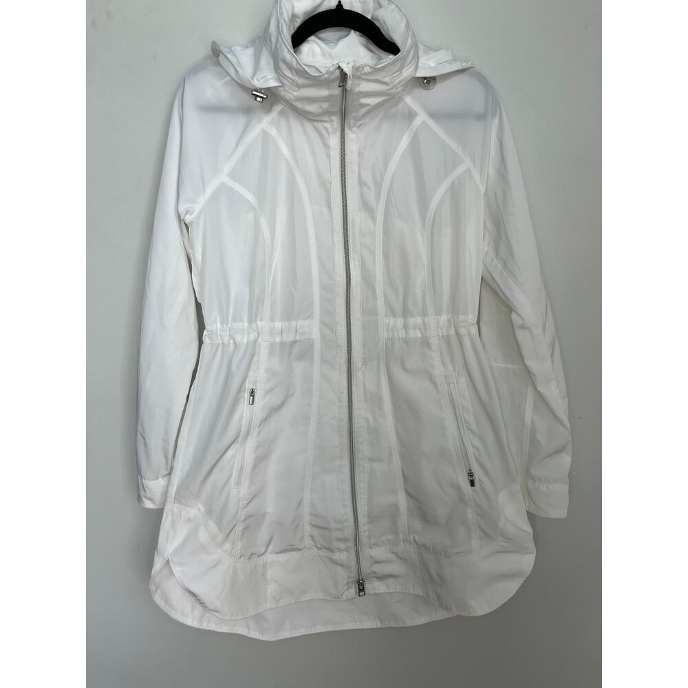 Athleta Lightweight Hooded Zip Jacket Women XS White Activewear Spring Coat